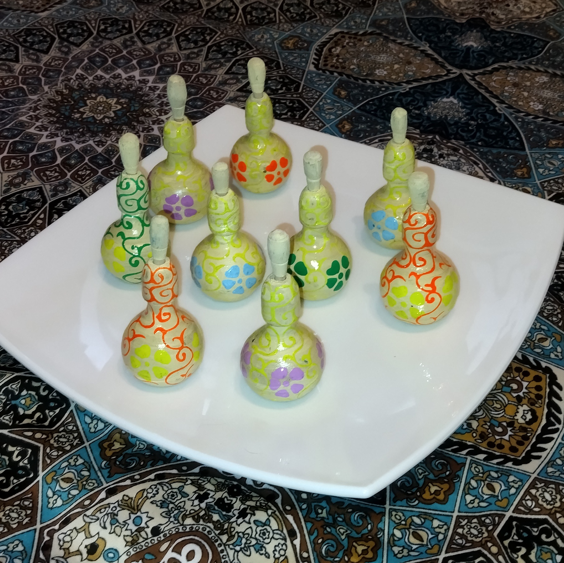 سرمه دان چوبی زمینه زرد